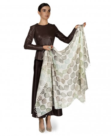 Палантин Унисекс HAND.W40-FEUILLE/BLANCHE